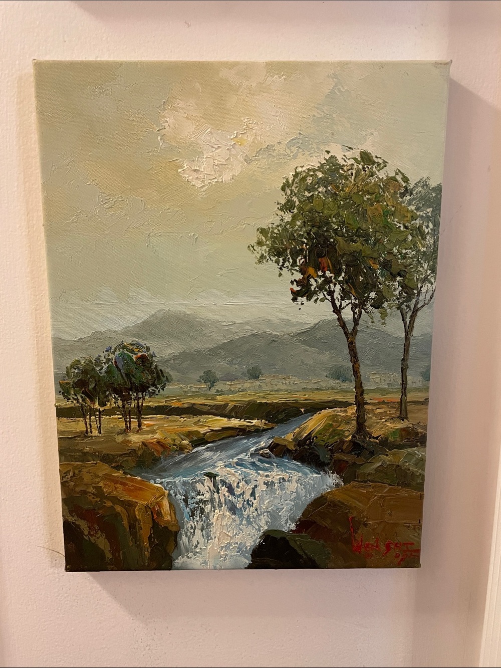 Hand-oil Painted Landscape Canvas Wall Art in Green